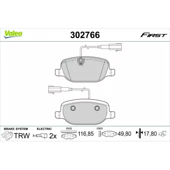Jeu de 4 plaquettes de frein arrière VALEO 302766
