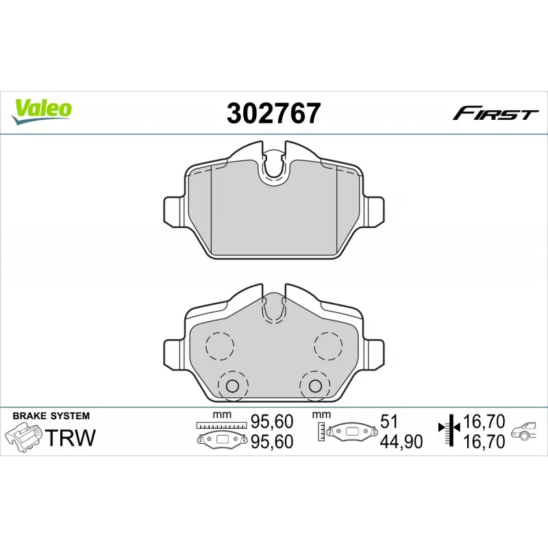 Jeu de 4 plaquettes de frein arrière VALEO 302767