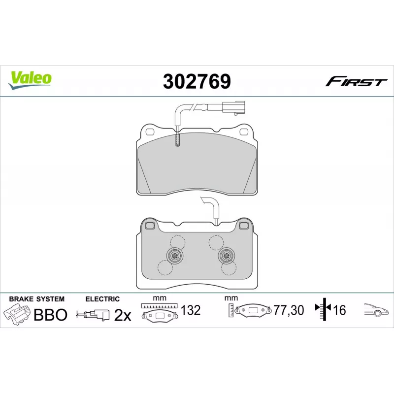 Jeu de 4 plaquettes de frein avant VALEO 302769