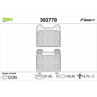 Jeu de 4 plaquettes de frein arrière VALEO 302770