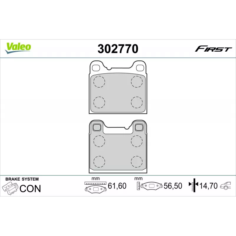 Jeu de 4 plaquettes de frein arrière VALEO 302770