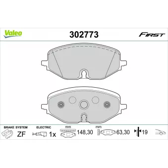 Jeu de 4 plaquettes de frein avant VALEO 302773