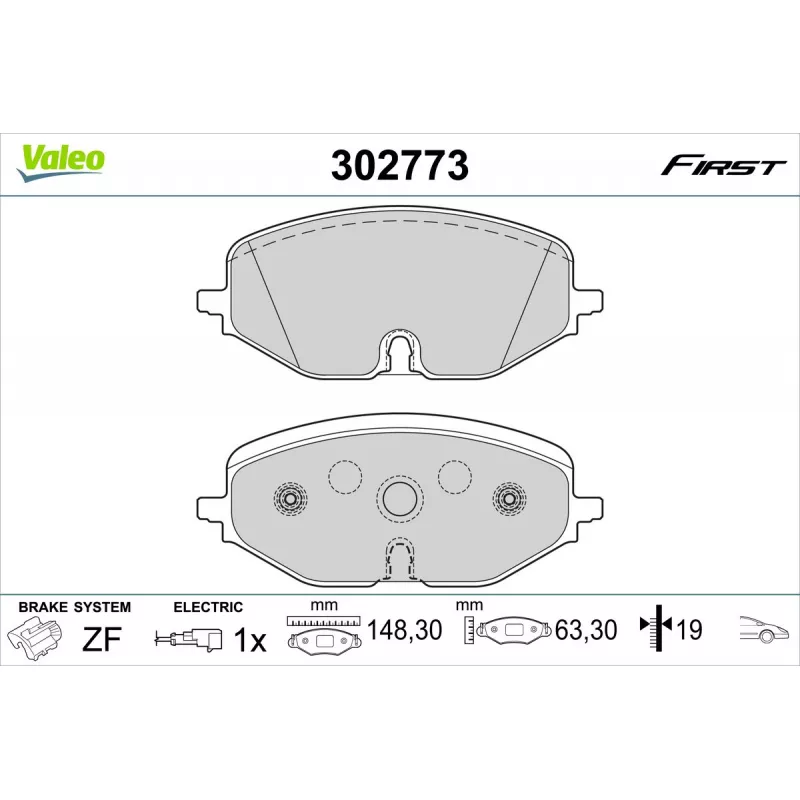 Jeu de 4 plaquettes de frein avant VALEO 302773