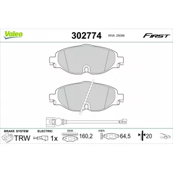 Jeu de 4 plaquettes de frein avant VALEO 302774