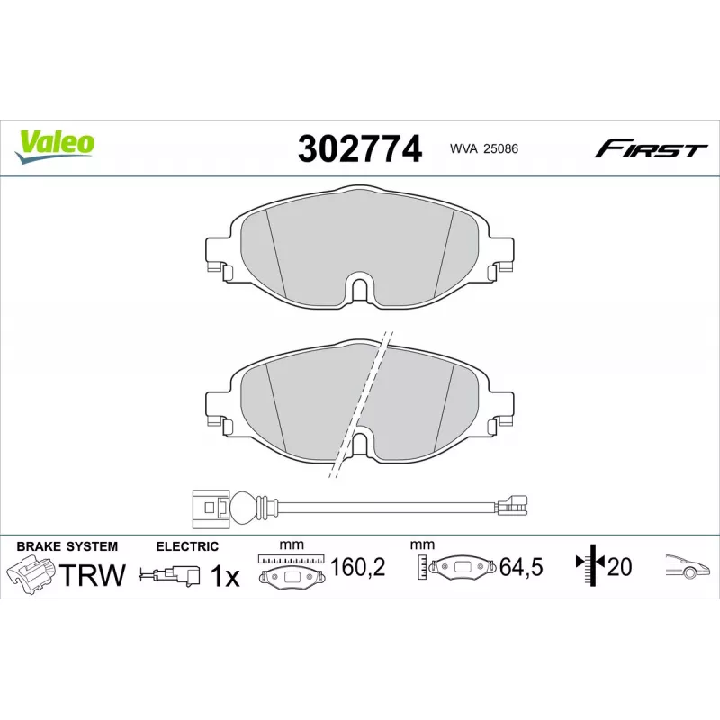 Jeu de 4 plaquettes de frein avant VALEO 302774