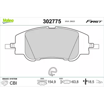 Jeu de 4 plaquettes de frein avant VALEO 302775