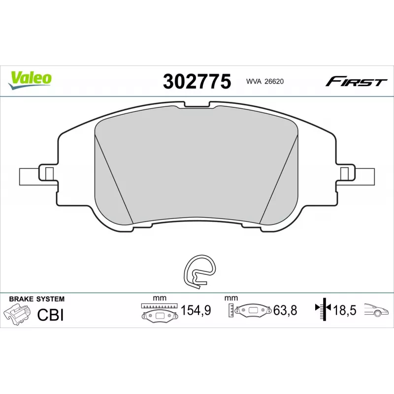 Jeu de 4 plaquettes de frein avant VALEO 302775