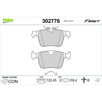 Jeu de 4 plaquettes de frein arrière VALEO 302776