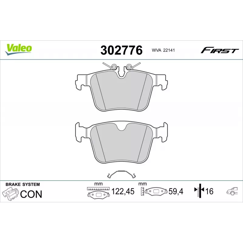 Jeu de 4 plaquettes de frein arrière VALEO 302776