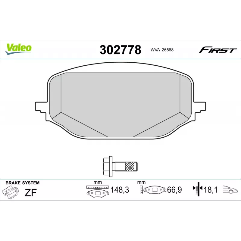 Jeu de 4 plaquettes de frein avant VALEO 302778