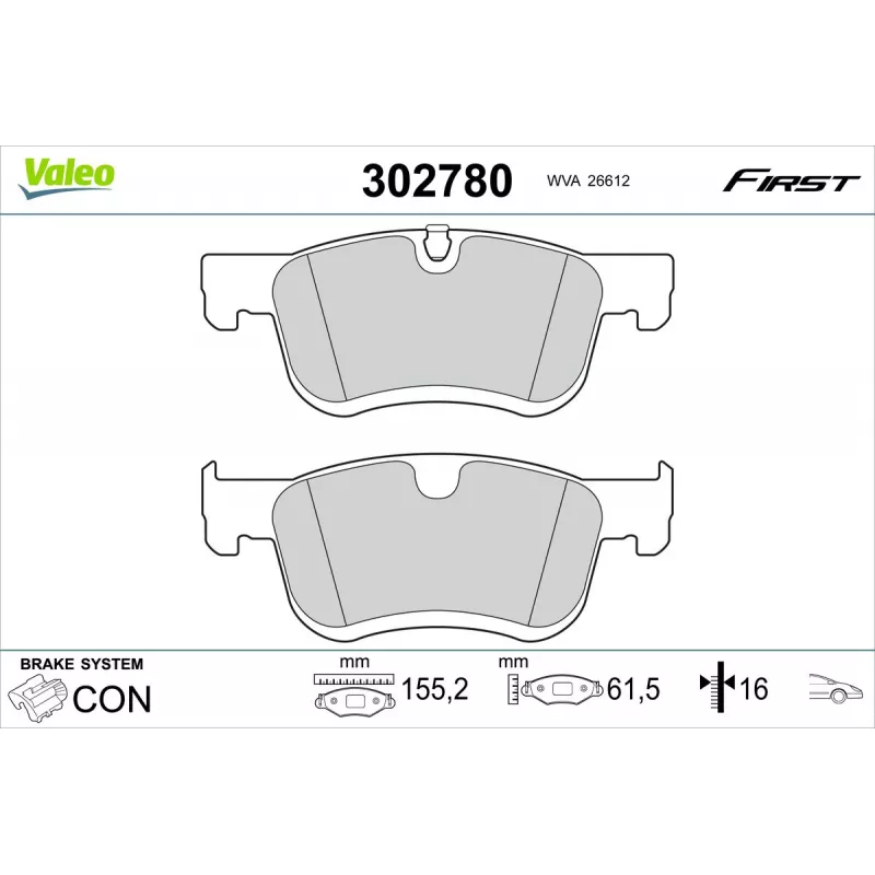 Jeu de 4 plaquettes de frein avant VALEO 302780