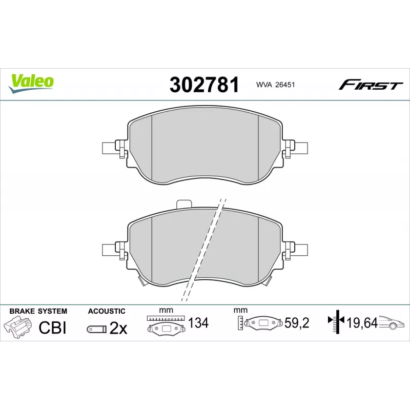 Jeu de 4 plaquettes de frein avant VALEO 302781