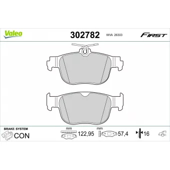 Jeu de 4 plaquettes de frein arrière VALEO 302782