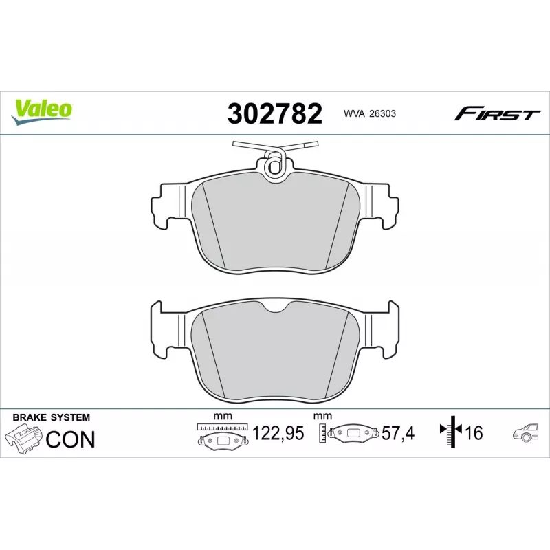 Jeu de 4 plaquettes de frein arrière VALEO 302782