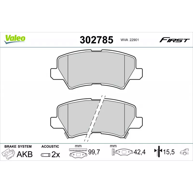 Jeu de 4 plaquettes de frein arrière VALEO 302785
