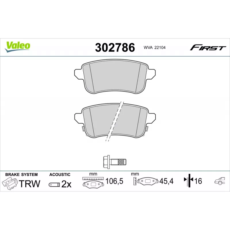 Jeu de 4 plaquettes de frein arrière VALEO 302786