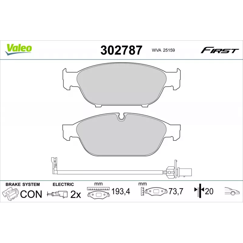 Jeu de 4 plaquettes de frein avant VALEO 302787
