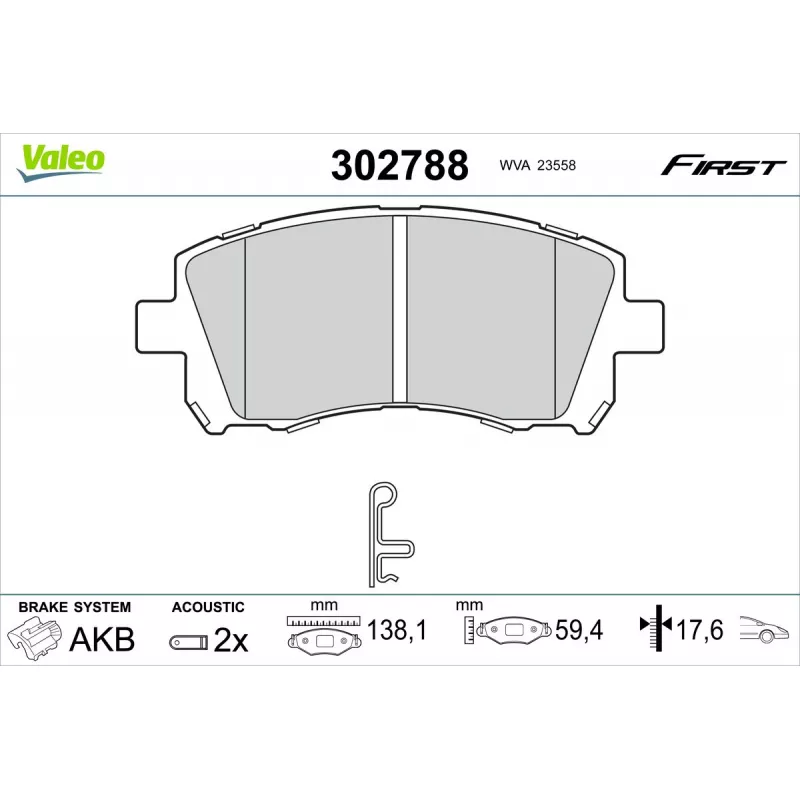 Jeu de 4 plaquettes de frein avant VALEO 302788