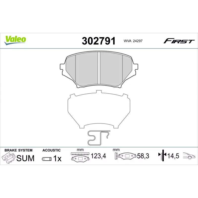 Jeu de 4 plaquettes de frein avant VALEO 302791