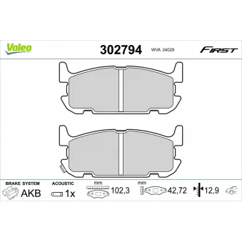 Jeu de 4 plaquettes de frein arrière VALEO