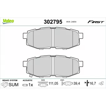 Jeu de 4 plaquettes de frein arrière VALEO