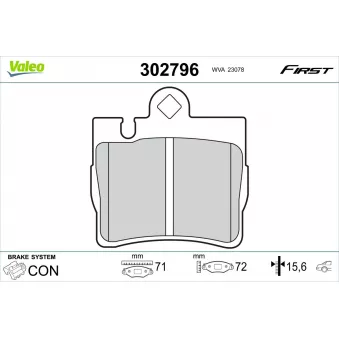 Jeu de 4 plaquettes de frein arrière VALEO 302796