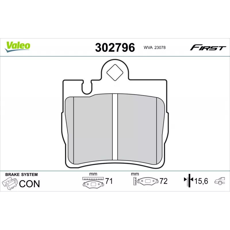 Jeu de 4 plaquettes de frein arrière VALEO 302796