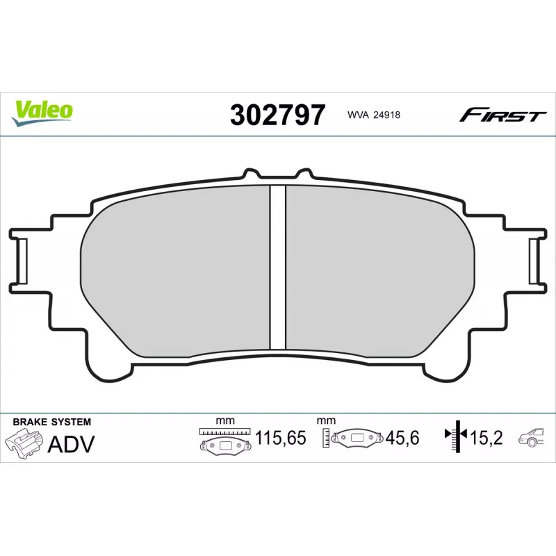 Jeu de 4 plaquettes de frein arrière VALEO 302797