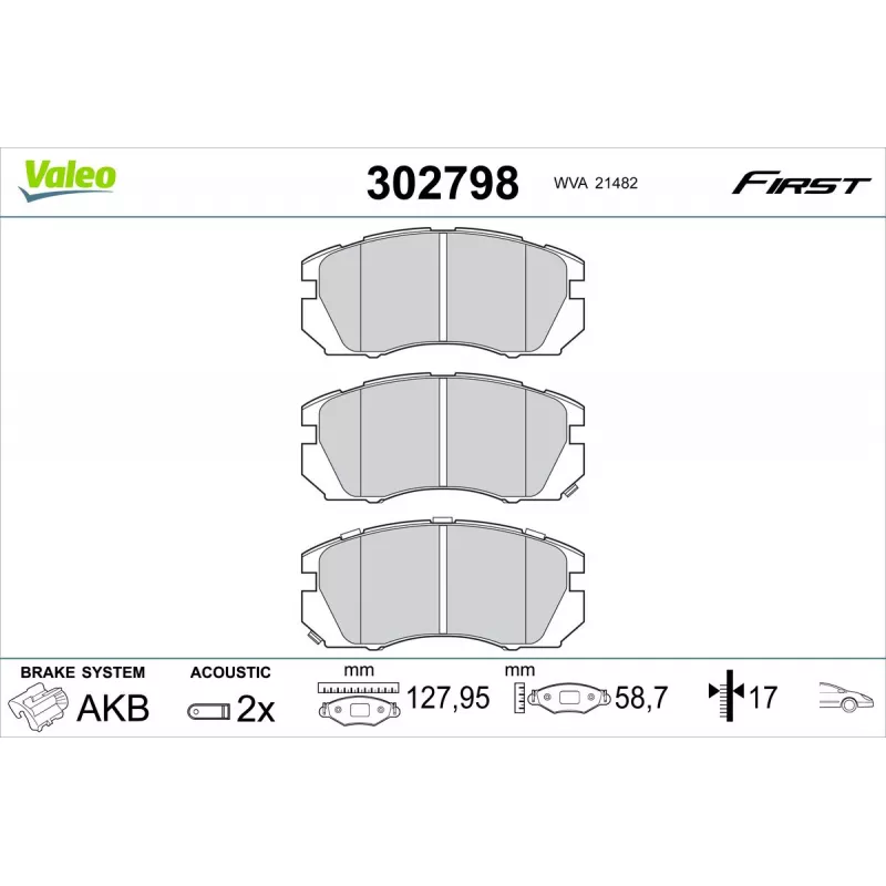 Jeu de 4 plaquettes de frein avant VALEO 302798