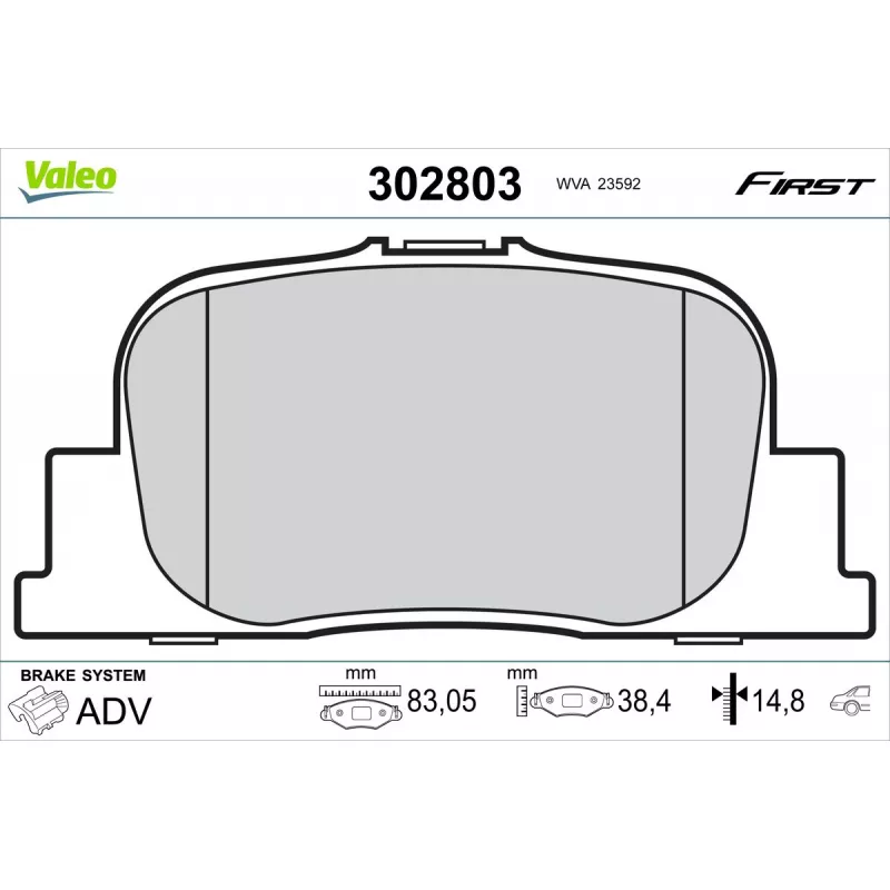Jeu de 4 plaquettes de frein arrière VALEO 302803