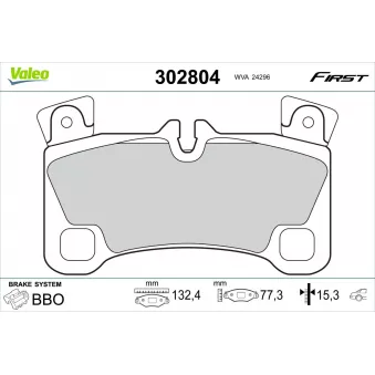 Jeu de 4 plaquettes de frein arrière VALEO