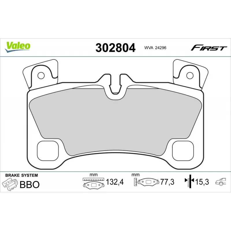 Jeu de 4 plaquettes de frein arrière VALEO 302804