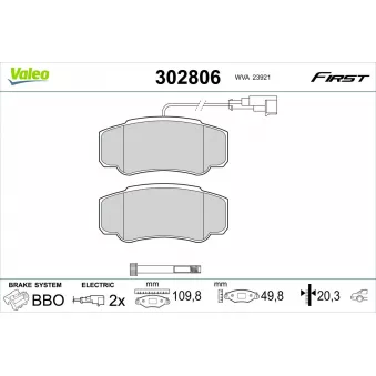Jeu de 4 plaquettes de frein arrière VALEO