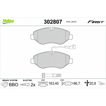 Jeu de 4 plaquettes de frein avant VALEO 302807