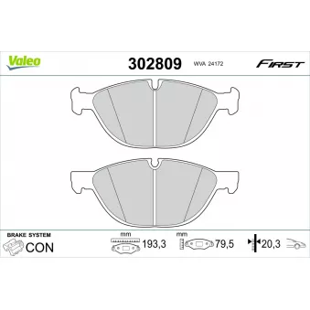 Jeu de 4 plaquettes de frein avant VALEO 302809