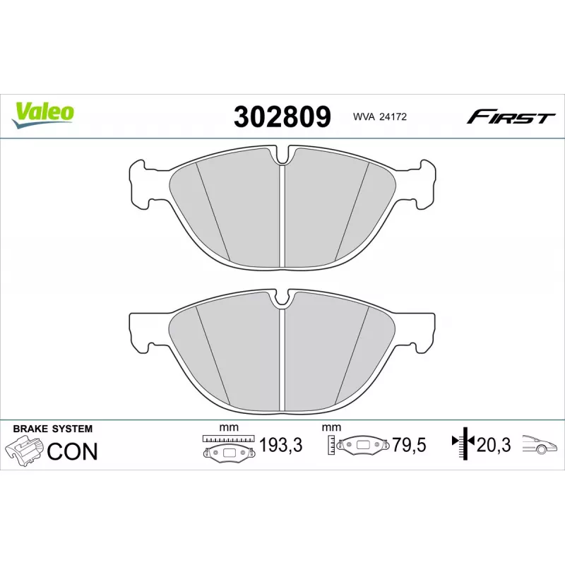 Jeu de 4 plaquettes de frein avant VALEO 302809
