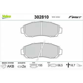 Jeu de 4 plaquettes de frein avant VALEO 302810