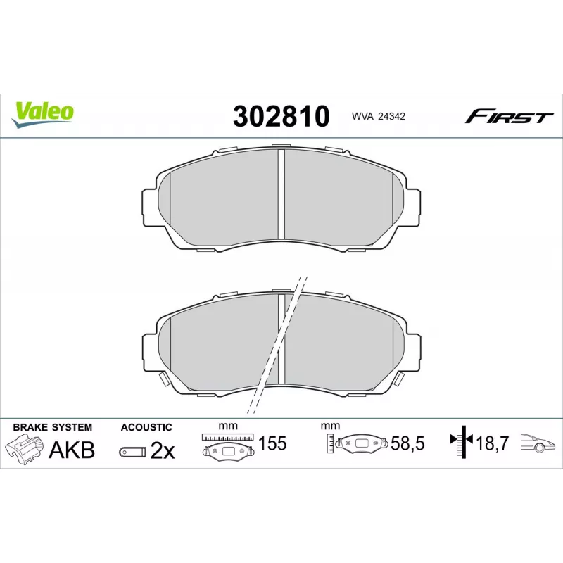 Jeu de 4 plaquettes de frein avant VALEO 302810