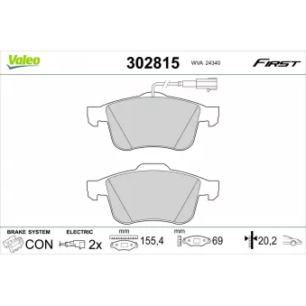 Jeu de 4 plaquettes de frein avant VALEO 302815