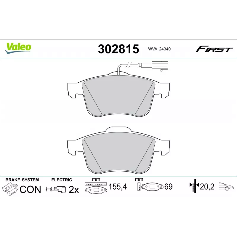 Jeu de 4 plaquettes de frein avant VALEO 302815