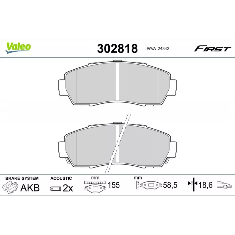 Jeu de 4 plaquettes de frein avant VALEO 302818