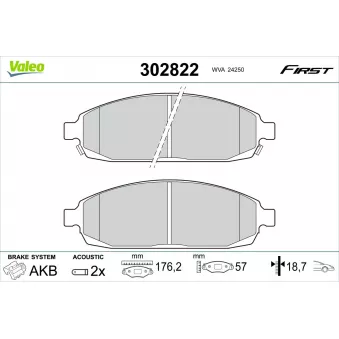 Jeu de 4 plaquettes de frein avant VALEO 302822