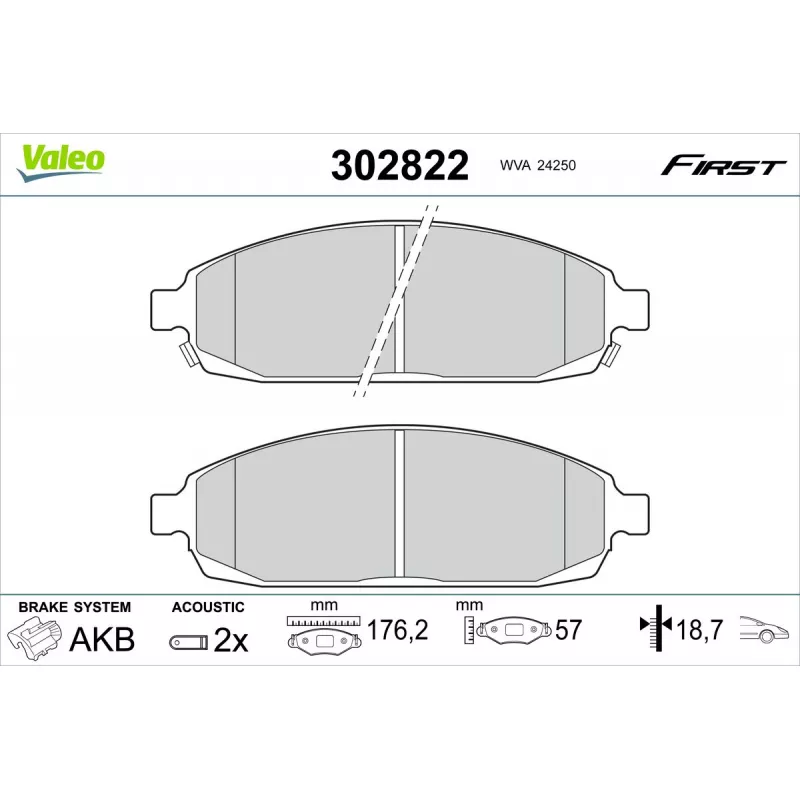 Jeu de 4 plaquettes de frein avant VALEO 302822