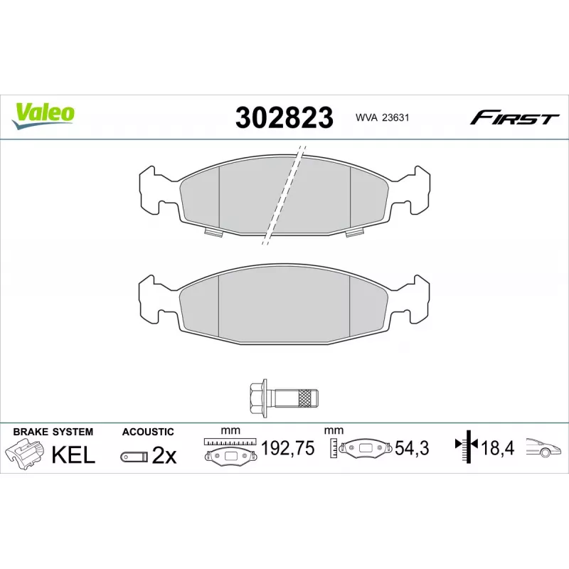 Jeu de 4 plaquettes de frein avant VALEO 302823