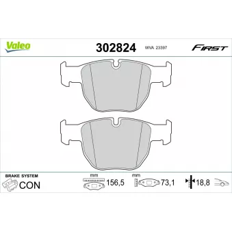 Jeu de 4 plaquettes de frein avant VALEO 302824