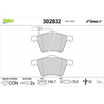 Jeu de 4 plaquettes de frein avant VALEO 302832