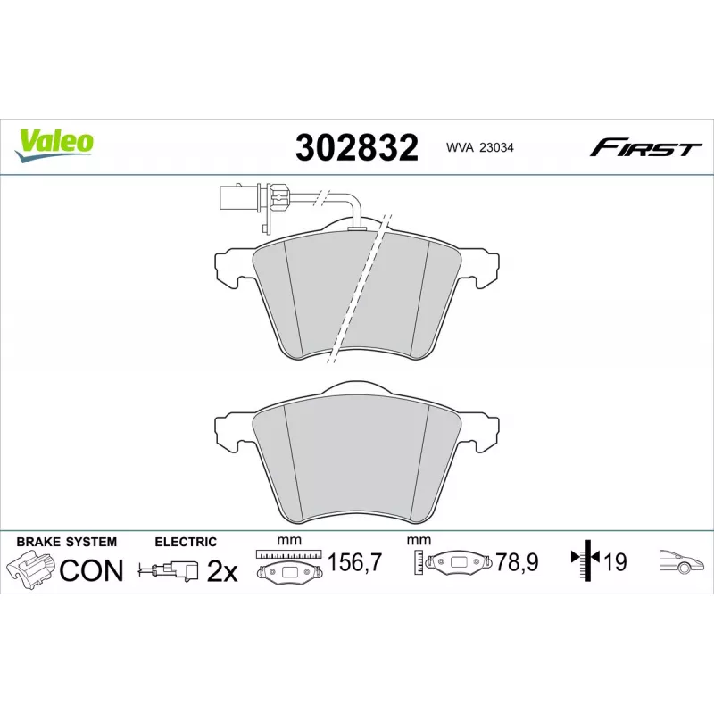 Jeu de 4 plaquettes de frein avant VALEO 302832