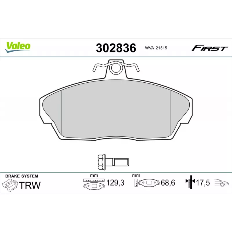 Jeu de 4 plaquettes de frein avant VALEO 302836