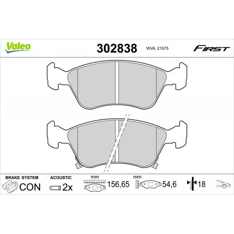 Jeu de 4 plaquettes de frein avant VALEO 302838