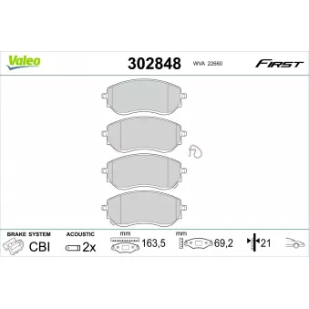 Jeu de 4 plaquettes de frein avant VALEO